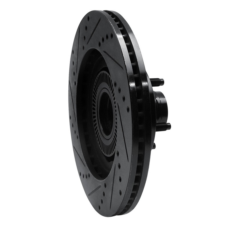 Ford Explorer Sport Brake Rotor (1) - Front Right - R1 Concepts - Drilled & Slotted - Black - `01-`05